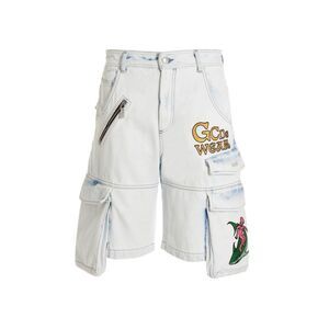 Gcds Men Bleached Embroidered Ultracargo' Bermuda Shorts